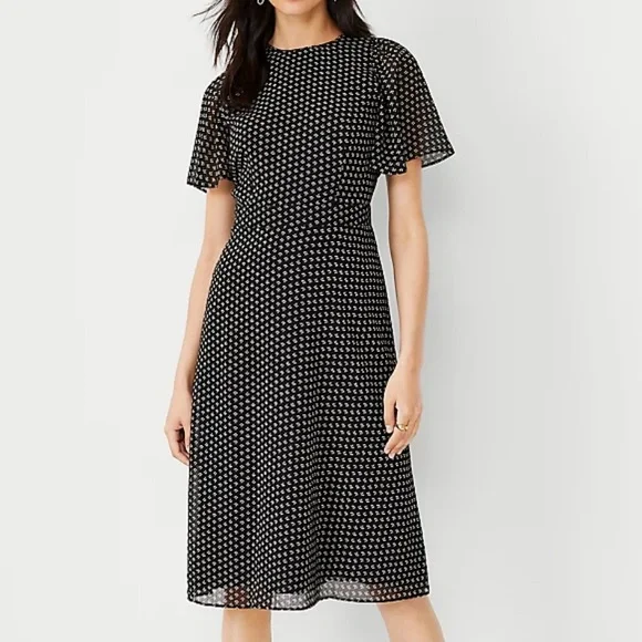 Ann Taylor | Dresses | Ann Taylor Petite Dress Short Flutter Sleeves Aline  Lightweight 8 Petite